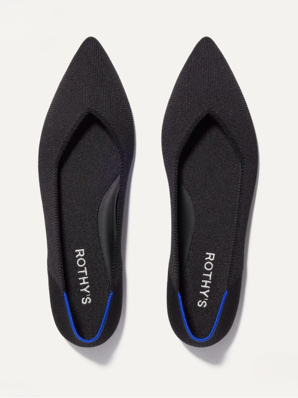 Rothy's The Point II Flats Black Blue Size 7
